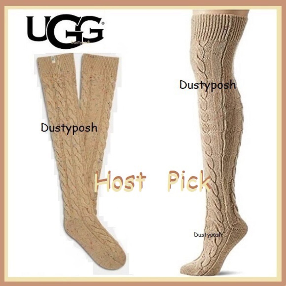UGG Cable Knit Over The Knee Socks OTK Oatmeal Thigh High Boot Lingerie Cozy Bed